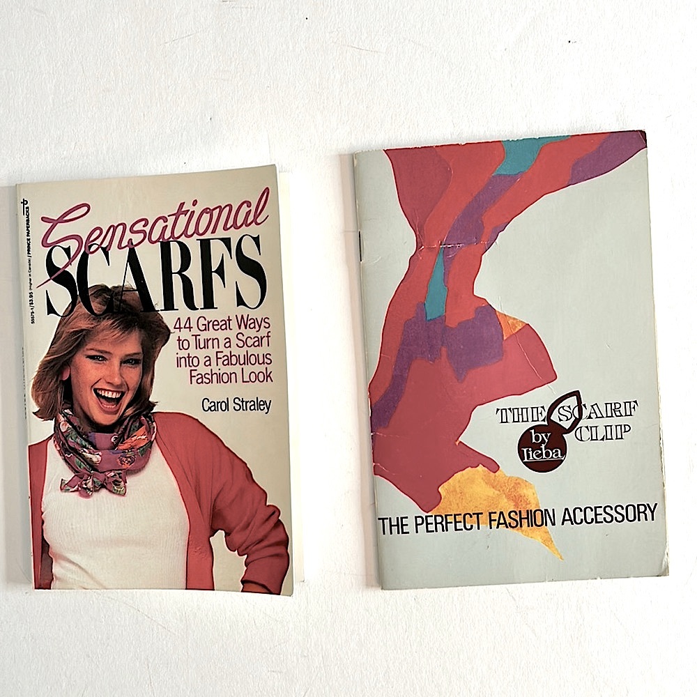 Vintage 80s books Sensational Scarfs and how to use a scarf clip